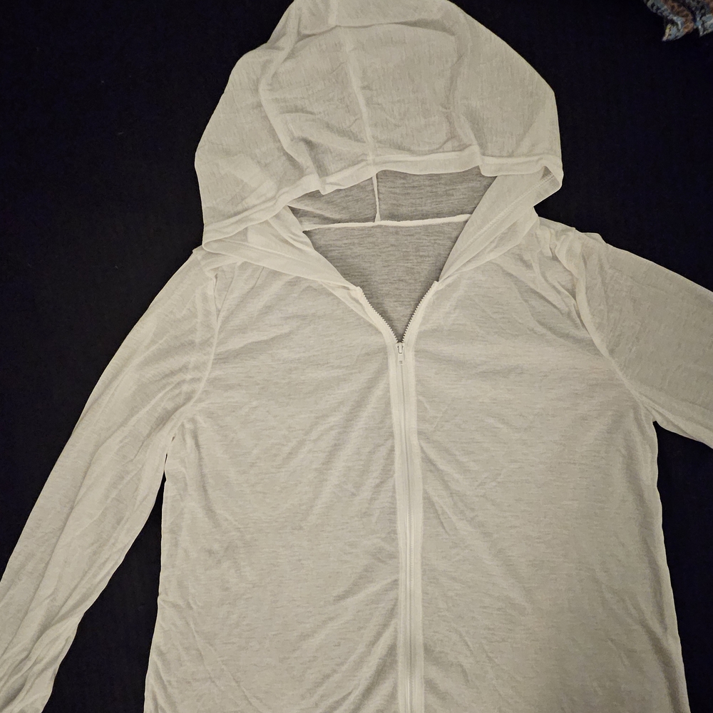 White Hooded Zip-Up Jacket
